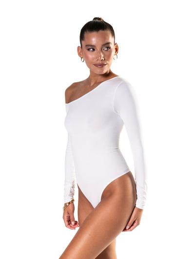 Asymmetric Long Sleeve Bodysuit - Elegant Fit & Comfortable Style
