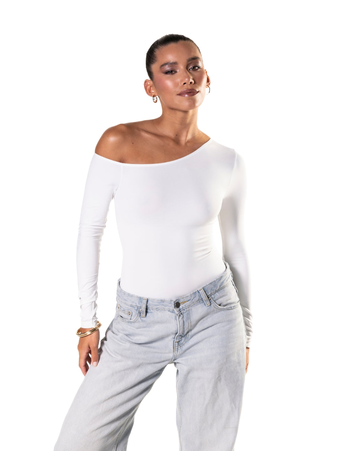 Asymmetric Long Sleeve Bodysuit - Elegant Fit & Comfortable Style