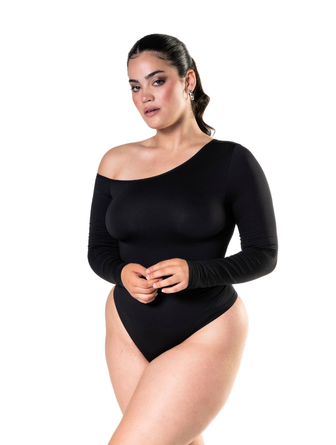 Asymmetric Long Sleeve Bodysuit - Elegant Fit & Comfortable Style